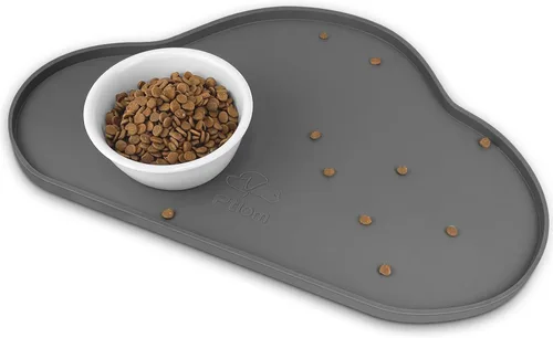 Miniatura 20 de Ptlom - Alfombrilla de silicona para alimentación de mascotas para perros y gatos, alfombrilla para comedero con bordes altos, antideslizante, Beige