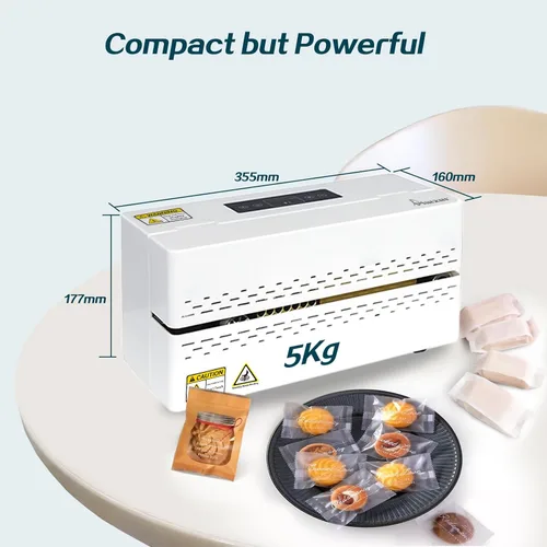 Miniatura 5 de Phezer Máquina de sellado térmico continuo, sellador automático de bolsas de plástico con control digital de temperatura, sellador térmico de banda