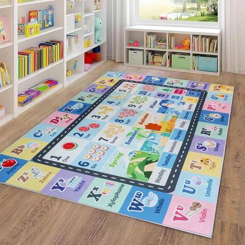 Miniatura 14 de Alfombra ABC infantil para sala de juegos, alfombra del alfabeto para el aula, alfombra lavable para habitación de bebé, sala de juegos, dormitorio
