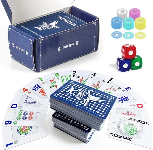 Miniatura 9 de 166 cartas Mahjong - Material de PVC impermeable y antideslizante, fuente grande para una fácil lectura, duradero y portátil, ideal