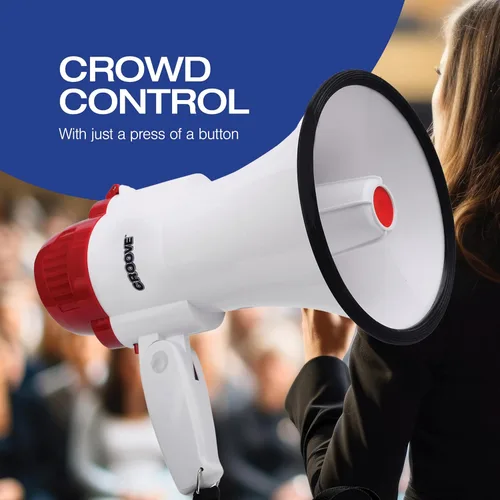 Miniatura 6 de Croove Portable Megaphone - Loud Speaker, Lightweight Bullhorn with Siren Music, Volume Control
