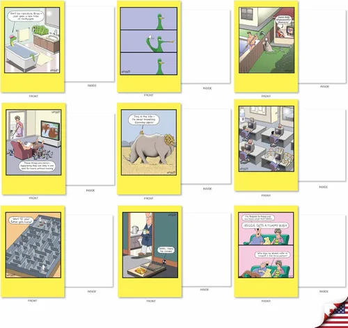 Miniatura 3 de NobleWorks - Caja de 36 tarjetas de felicitación en blanco divertidas surtidas con sobres, paquete variado de humor mixto - Amistad para hombres