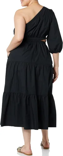 Miniatura 5 de The Drop Vestido midi escalonado con un hombro descubierto para mujer