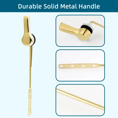 Miniatura 3 de Hygie Rinse Manija de Inodoro de Metal con Palanca de Descarga de Reemplazo, Manija Universal de Inodoro de Montaje Frontal con Cadenas de Aleta