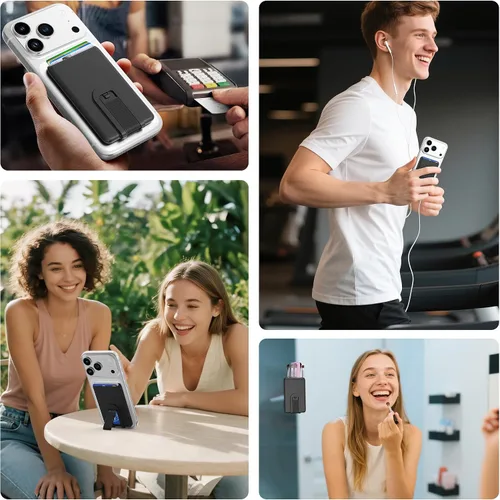 Miniatura 6 de Senose Cartera de silicona para teléfono con soporte, soporte antideslizante para tarjetas de crédito para teléfono celular, compatible con iPhone