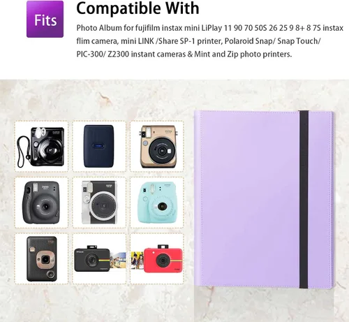 Miniatura 7 de Álbum de Fotos con 432 Bolsillos para Cámara Fujifilm Instax Mini, Cámara Polaroid Mini, para Fujifilm Instax 12 11 9 40 99 90 8 7 Evo LiPlay Púrpura