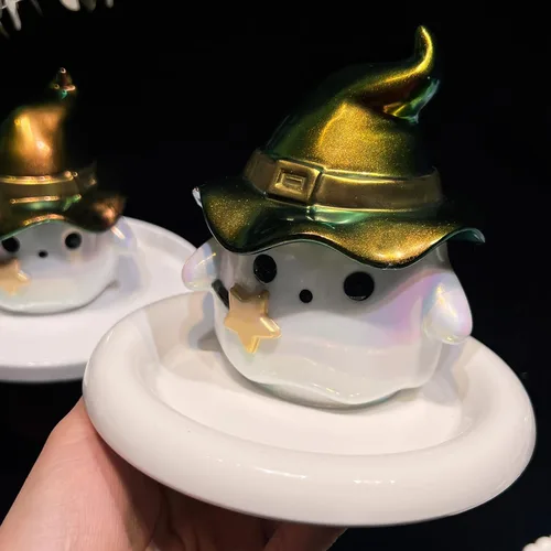 Miniatura 5 de Wehous Moldes de resina para frascos de Halloween con tapas, caja única con forma de bruja fantasma, moldes de silicona, lindo recipiente
