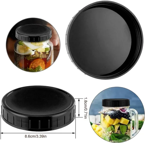 Miniatura 7 de Tapas de plástico para tarros de masón, boca regular y ancha, tapa de almacenamiento a prueba de fugas, reutilizable, juego multicolor de 16 piezas