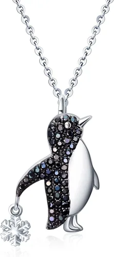 YAFEINI Penguin Dog Gifts Sterling Silver Penguin Snowflake Necklace Heart Dog Pendant Jewelry for Women Girls Christmas Gifts