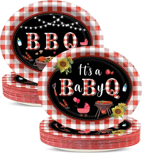 Miniatura 15 de 50 platos de papel ovalados de guinga rojo y verde de Navidad grandes de 11 pulgadas, desechables, decoraciones de fiesta temática de Navidad