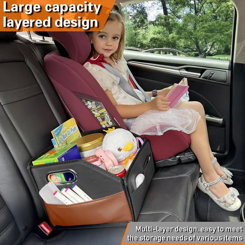 Miniatura 7 de Organizador de Coche Noaman - Organizador de Almacenamiento de Cuero Actualizado 2025 para Asiento Delantero, Trasero o Suelo con 3 Asas de Metal, 6