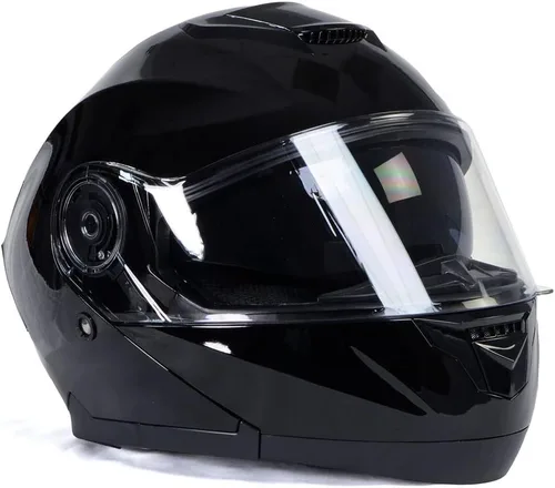 Miniatura 9 de Milwaukee Helmets MPH9815DOT Breeze - Casco modular de motocicleta avanzado negro brillante con visera desplegable