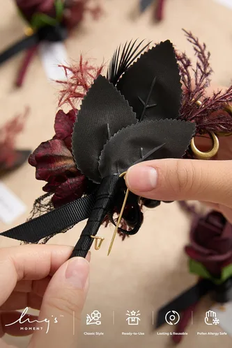 Miniatura 5 de Ling's Moment Boutonniere para Hombres Boda, Juego de 6, Novio y Padrinos Boutonniere para Boda Regreso a Casa Halloween Ceremonia Aniversario, Cena