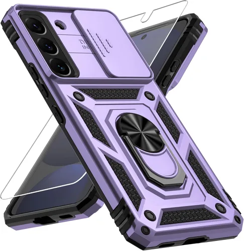 Miniatura 10 de Funda para Samsung Galaxy S22 Plus con cubierta para lente de cámara, protector de pantalla HD, protección contra caídas de grado militar de 10 Negro