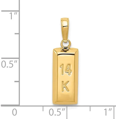 Miniatura 3 de Colgante de barra para hombre, oro amarillo de 14 quilates, 3D, oro amarillo de 14 quilates, dije de barra para hombre, 0.866in x 0.276in, Metal