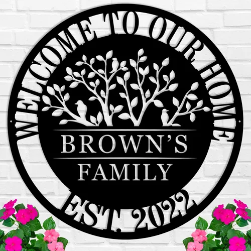 Miniatura 17 de Regalos de boda para parejas 2025, carteles personalizados con apellidos para el hogar, carteles de metal personalizados, decoración de pared