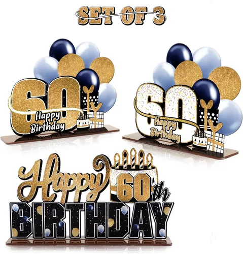 Miniatura 187 de LINGTEER Feliz 10º Cumpleaños Juego de Centros de Mesa de Acrílico Azul para Mesa - Brindemos por Diez Años Decoraciones de Regalo de Fiesta de 10º