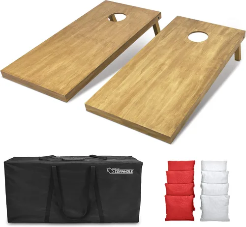Miniatura 78 de GoSports 4 ft x 2 ft Regulation Size Wooden Cornhole Boards Set with Light Brown Finish - Includes Carrying Case and Bean Bags Negro- gris
