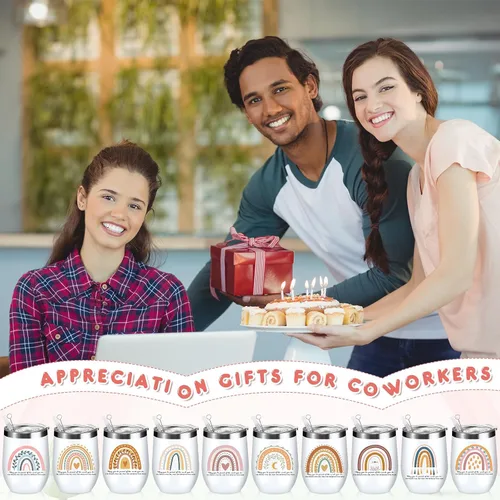 Miniatura 7 de Sieral 10 tazas inspiradoras de agradecimiento a los empleados, taza de 12 onzas con aislamiento de acero inoxidable con tapa, regalo