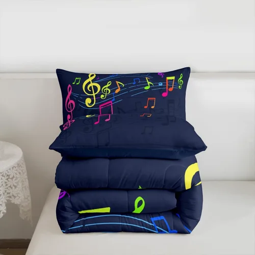 Miniatura 3 de Feelyou Juego de edredón de música rock para niños, edredón colorido con estampado de mariposas para niños y niñas, juego de ropa de cama de Multi