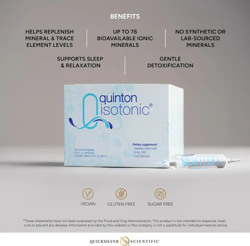Miniatura 4 de Quicksilver Scientific Solución isotónica original Quinton con minerales de agua de mar + agua de manantial alpina - Suplemento de hidratación