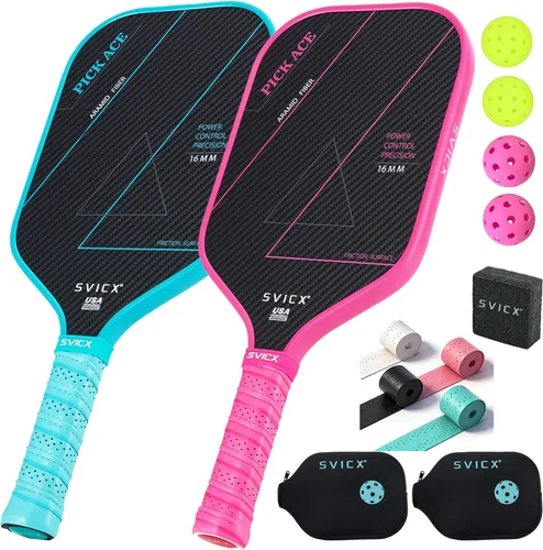 Miniatura 14 de Carbon Fiber Pickleball Paddle 16mm – Professional Pickleball Paddles with Superior Control, Power & Spin – Extended Handle for Two-Handed Grip