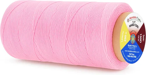 Miniatura 97 de Mandala Crafts Hilo encerado plano de 24 colores surtidos para costura de cuero, 55 x 24 yardas, hilo de poliéster 150D 0.031 in para cueros