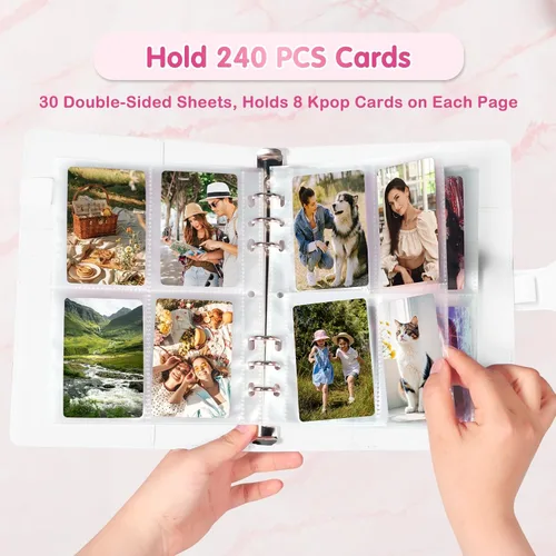 Miniatura 2 de Carpeta para tarjetas fotográficas A5 Kpop con 30 páginas de tarjetas de 4 bolsillos, Carpeta A5 de 6 anillos álbum coleccionador de tarjetas