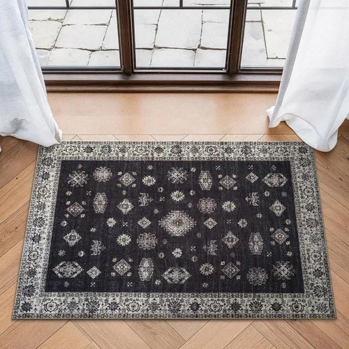 Miniatura 86 de Bloom Rugs - Alfombra lavable, antideslizante, de 1,83 x 2,74 m, color beige/blanco claro con borde tradicional, para sala de estar, dormitorio