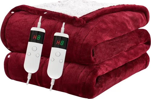 Miniatura 20 de Electric Blanket Heated Throw, Soft Flannel 50"x60" Heating Blanket with 8 Hours Auto Off 10 Fast Heating Levels Machine Washable Sherpa Heated