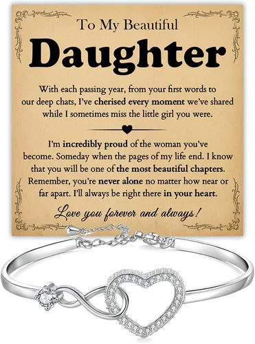 Miniatura 22 de Pulsera Para Mi Hija, Pulsera Corazón Infinito Para Hija De Mamá, Regalo De Joyería Para Hija De Mamá O Papá Con Tarjeta De Mensaje Y Caja Con