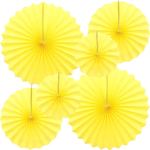 Miniatura 7 de CEEYSEE Paquete de 6 abanicos de papel colgantes redondos para decoración de fiestas, cumpleaños, bodas, eventos de graduación (azul/SLANS)