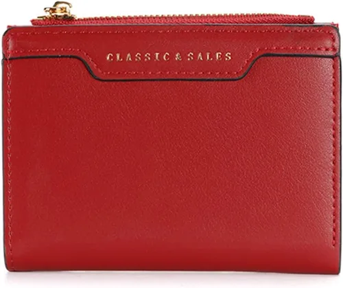 Miniatura 8 de Billeteras delgadas y pequeñas de cuero con bolsillo, tarjetero, plegable, triple, monedero para mujer con cremallera (negro)