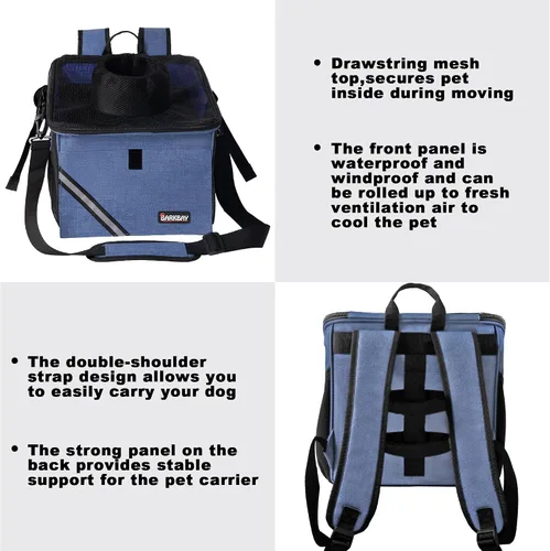 Miniatura 4 de Canasta/Bolsa de Transporte para Mascotas para Bicicleta, Mochila Transportadora/Elevadora para Perros y Gatos con Bolsillos Laterales Grandes