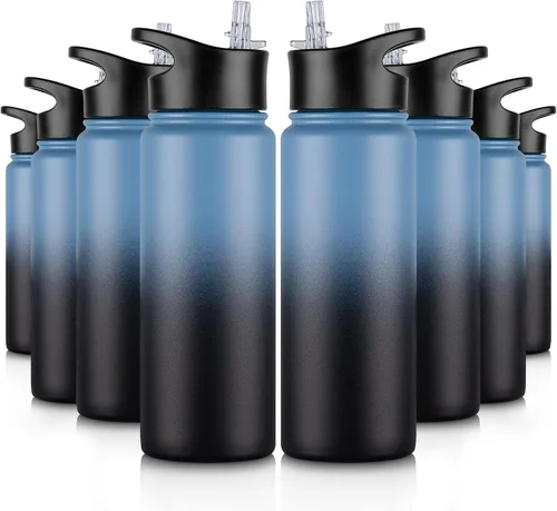 Miniatura 83 de Botella de agua aislada de 64 onzas con tapas de pajita y boquilla, jarra de agua de acero inoxidable de medio galón con mango de paracord, vacío