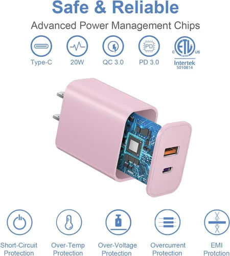 Miniatura 4 de Bloque de Cargador USB C, Bloque de Cargador iPhone 17 Carga Rápida Adaptador de Corriente PD Puerto Dual para iPhone 17/17 Air/17 Pro/17 Pro