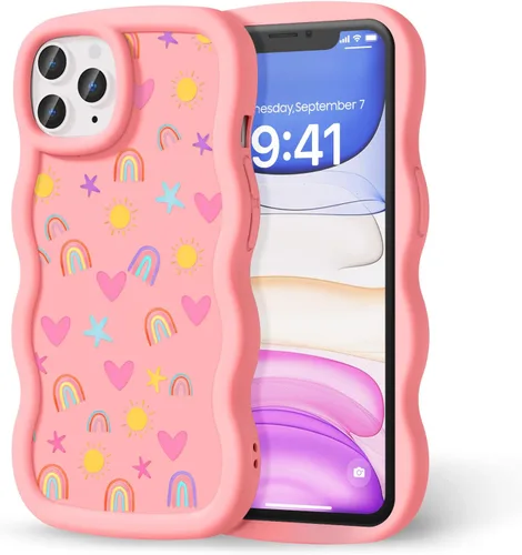 Miniatura 15 de Compatible con iPhone SE/8/7 Funda para Mujeres y Niñas, Marco Ondulado Rizado con Patrón Lindo, Estética Delgada Suave Silicona TPU Parachoques