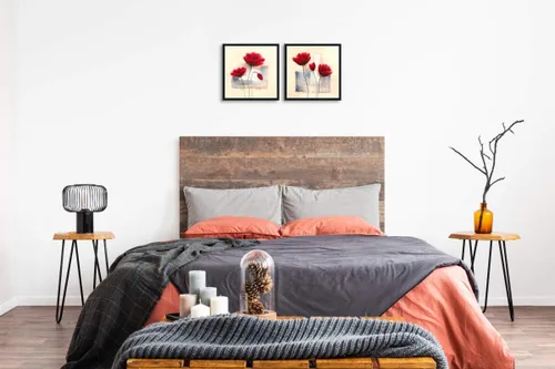 Miniatura 3 de Wieco Art Arte de pared enmarcado con encanto, impresiones en lienzo de primavera, pinturas al óleo florales abstractas sobre lienzo, arte de pared