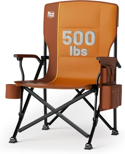 Miniatura 6 de TIMBER RIDGE Silla de camping plegable de gran tamaño, respaldo alto, resistente para adultos, soporta hasta 500 libras con soporte para tazas