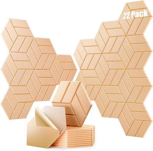 Miniatura 18 de 12 paneles acústicos autoadhesivos, paneles de espuma a prueba de sonido de 12 x 10 x 0.4 pulgadas para paredes, paneles de pared hexagonales Negro