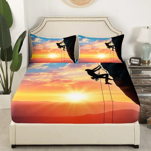 Miniatura 3 de Erosebridal Juego de sábanas de escalada en roca, tamaño individual, juego de ropa de cama deportiva extrema para niños y adolescentes, sábana