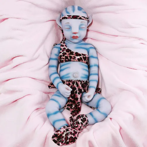 Vollence Muñeca de bebé Reborn de silicona de 20 pulgadas con ojos cerrados Avatar - Niño