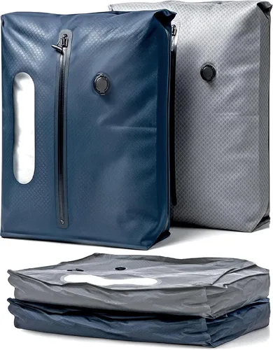 Miniatura 8 de Bolsas de compresión de viaje con sellado al vacío para equipaje de mano, impermeables, herméticos con ventana y válvula unidireccional integrada
