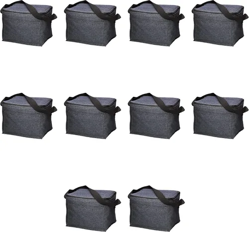 Miniatura 7 de Juego de 10 bolsas de almuerzo aisladas, paquete a granel, perfecta para el trabajo, viajes, eventos al aire libre, color negro