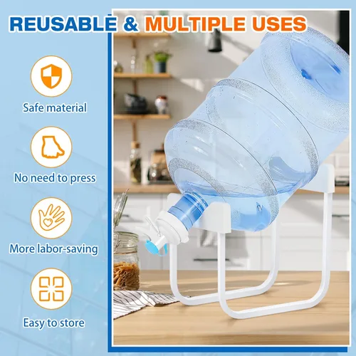 Miniatura 5 de Cinnvoice 4 juegos de metal de 3 a 5 galones de soporte para jarra de agua y válvula dispensadora de agua, soporte antideslizante para botella