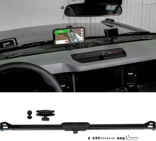 IAG I-Line Sistema de riel de montaje en tablero de longitud completa (con montaje de bola accesorio) para Ford Bronco 2021+ 2/4 puertas (no