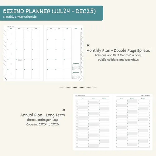 Miniatura 4 de BEZEND Agenda 2025 Starts from Now, 18 meses (julio 24-diciembre 25) [verde oscuro] 5.8 x 8.5 pulgadas, planificador de año académico, calendario