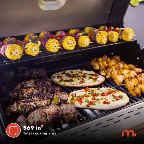 Miniatura 3 de Megamaster - Parrilla de gas de 4 quemadores con quemador lateral y cubierta de parrilla, 52,000 BTUs, área de cocción de 568 pulgadas cuadradas