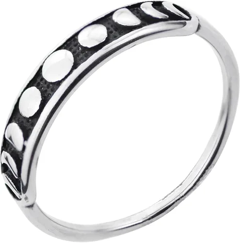 Anillo gótico negro de fase lunar de plata de forma redonda minimalista lindo anillo de acero inoxidable anillos de dedo regalo para mujeres y
