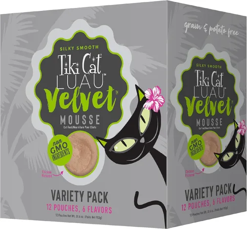 Miniatura 14 de Tiki Cat Luau Velvet Mousse, pollo y salmón en caldo, nutrición completa para una dieta equilibrada, comida húmeda para gatos para todas las etapas